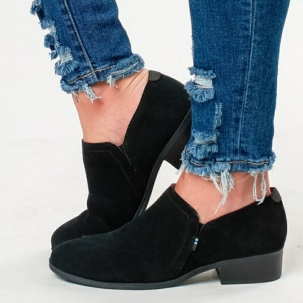 TOMS Shaye Suede Low Black Bootie Shoe Women's 6